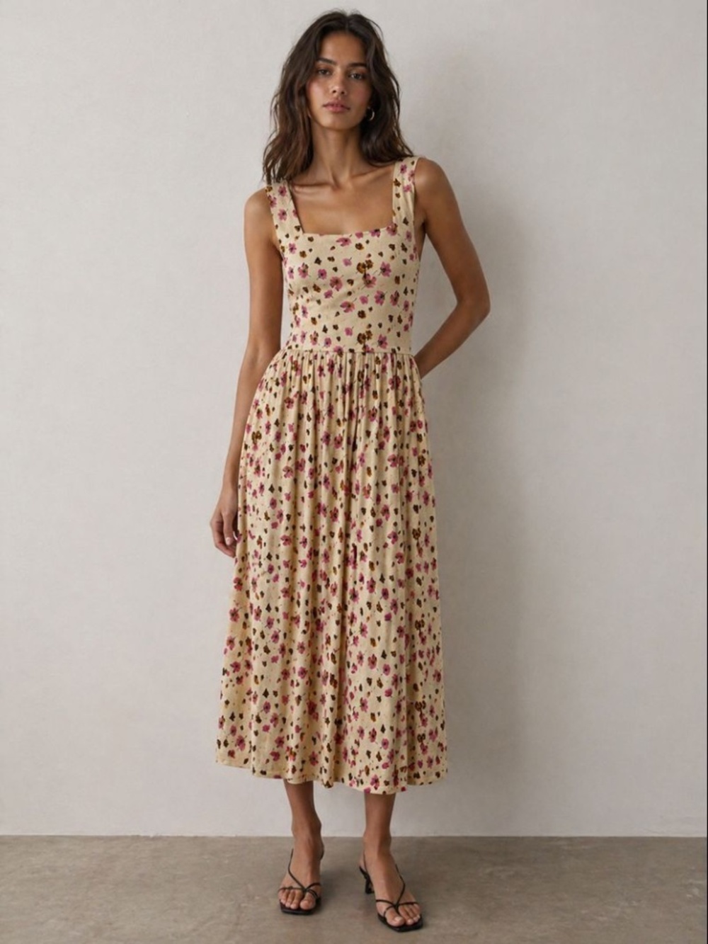 NWT Zara Floral Slinky Midi Dress Women Size Small